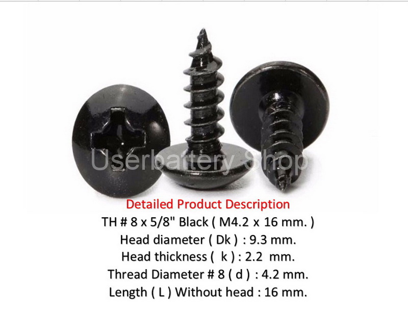 50 ชิ้น TH # 8 x 5/8" ( 4.2 x16 มิล ) สกรูเกลียวปล่อยชุปดำ หัวร่มแฉก Truss Head Self Tapping Screw black
