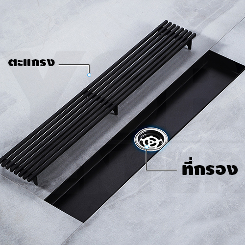 รางระบายน้ำ สแตนเลส304 กันกลิ่น กันแมลง ลายเส้นสแตนเลส ตันไม่กลวง 60 cm CL0227 - CL0232