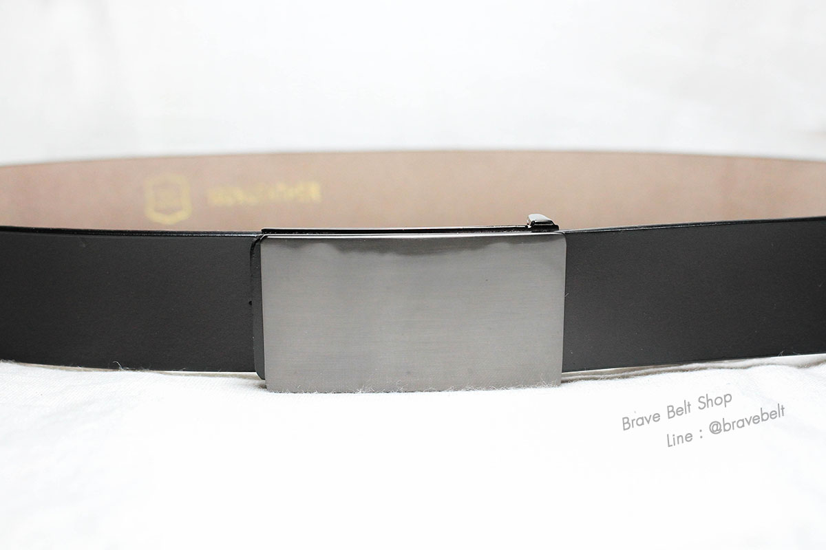 เข็มขัดหนังแท้ผู้ชายทรงเรียบ หัวทรงเหลี่ยม