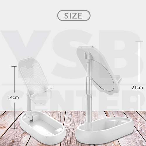 ที่หนีบโทรศัพท์ แท่นวางมือถือ ฐานวงรี สามารถพับเก็บได้ พร้อมกระจกด้านหลัง รุ่นJ1M007 - J1M009