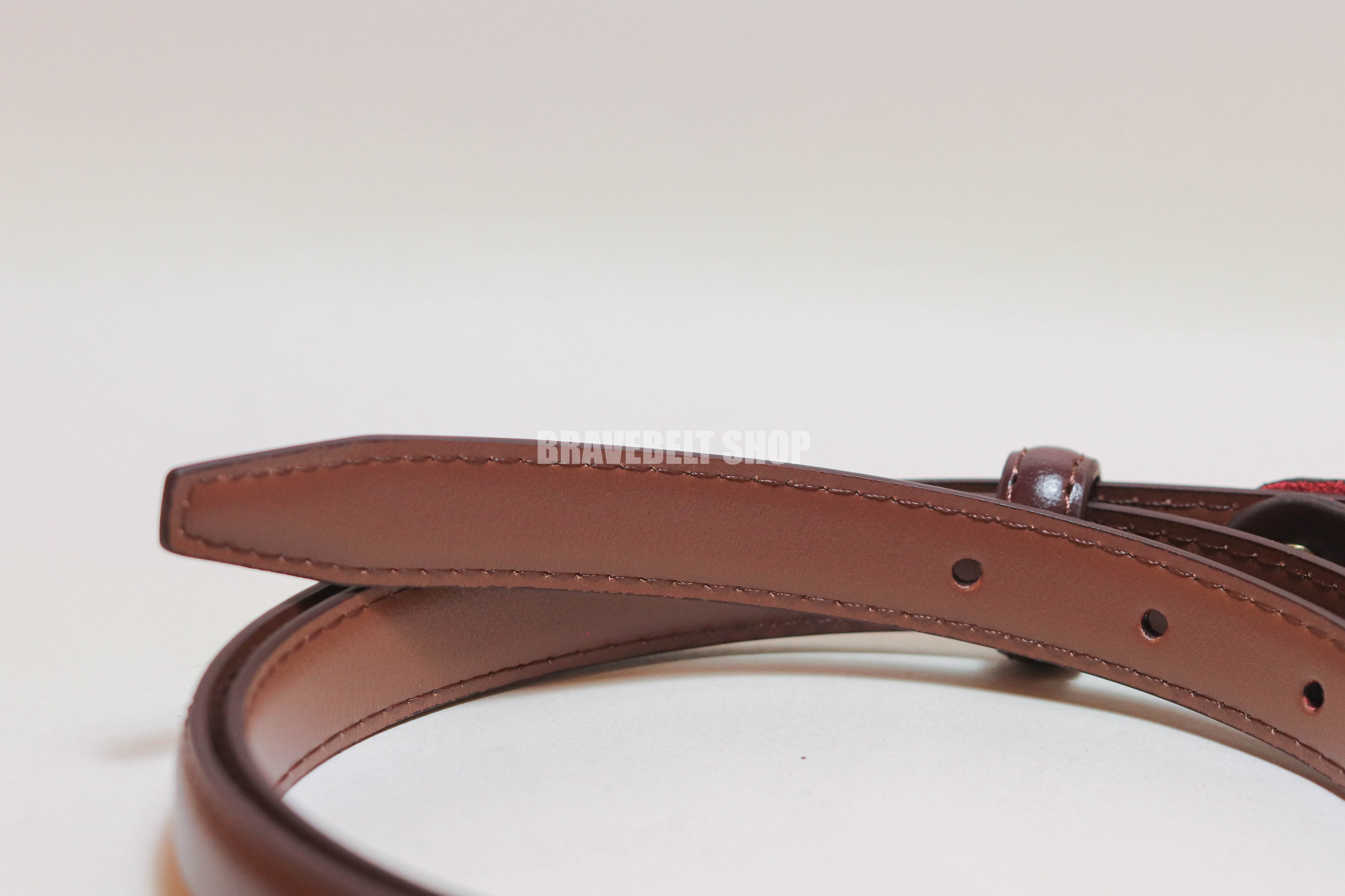 เข็มขัดหนังแท้ผู้หญิงสีน้ำตาลสวยมาก หัวสีทองสวย