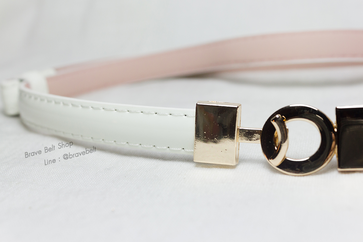 เข็มขัดปรับสาย หัวทองจะขอเกี่ยว สายสีขาว
