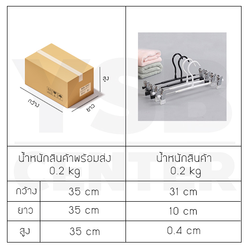 ไม้แขวน ไม้แขวนหนีบกางเกง กระโปรง ไม้แขวนเสื้อแบบหนีบ แพค 3 ชิ้น