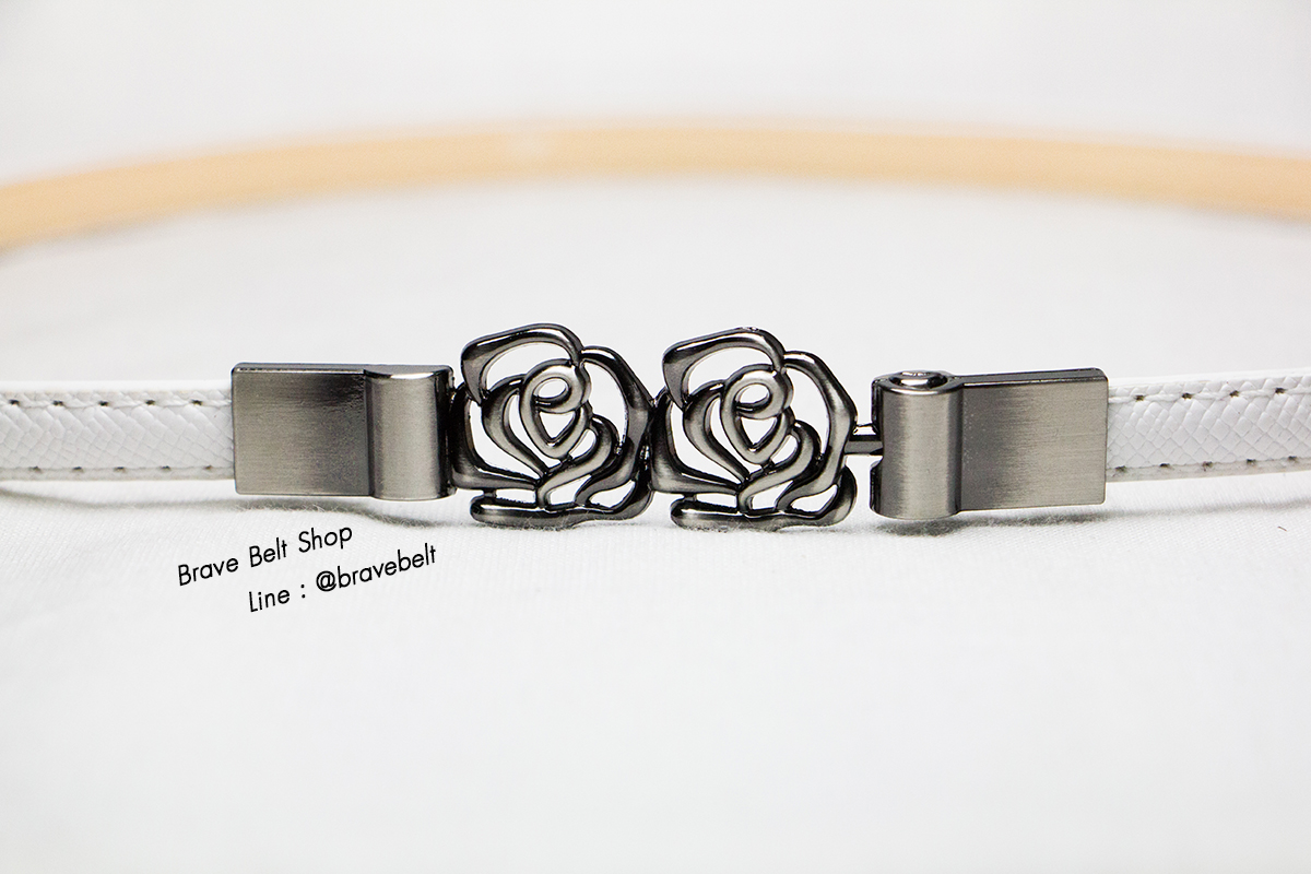 เข็มขัดปรับไซต์ หัวกุหลาบเงินคู่ สวยๆ