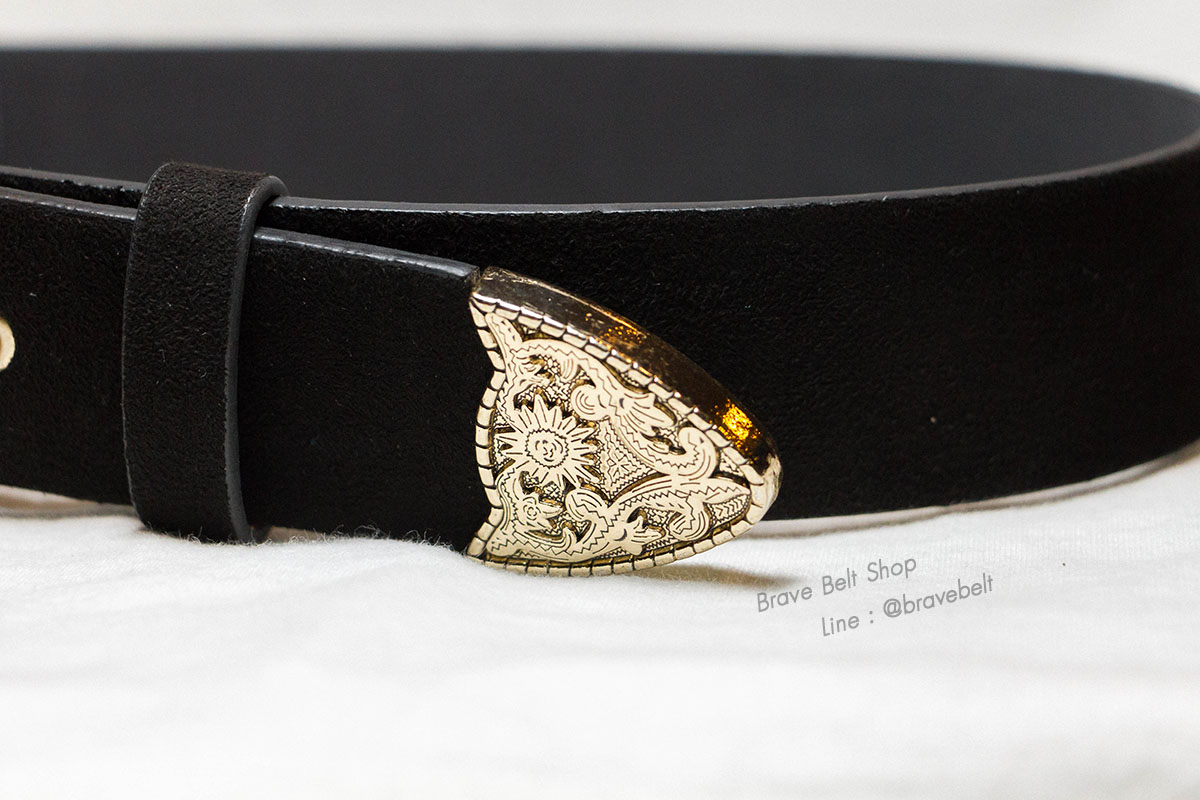 เข็มขัดวินเทจสองหัว สายผ้ากำมะหยี่เส้นใหญ่