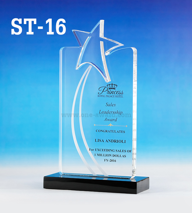Code: ST-16 โล่อะคริลิค ความสูงตัวโล่ 7 -10 นิ้ว ความหนาอะคริลิค 15 มม. พร้อมเลเซอร์ข้อความและโลโก้ ลงสีได้ไม่เกิน 2 สี ***ราคาเริ่มต้นที่ 800 บาท (ความสูง 7 นิ้ว เมื่อสั่งสินค้า 5 ชิ้น ขึ้นไป)***