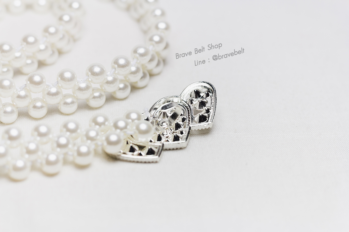 เข็มขัดไข่มุกเส้นเล็ก สวยน่ารัก รูปหัวใจน่ารัก