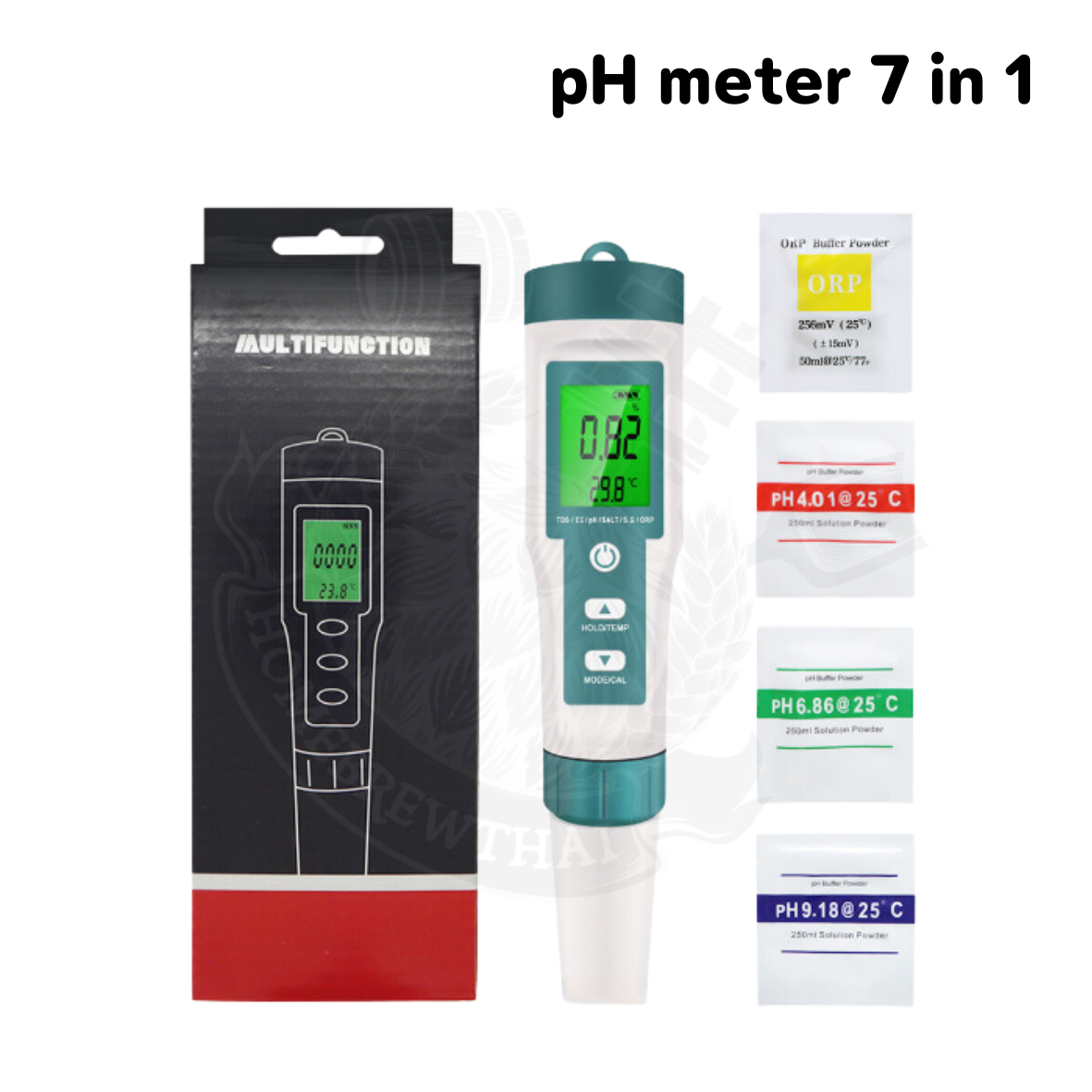 PH meter 7 in 1รุ่น C600 พร้อมชุดน้ำยา By Homebrewthai