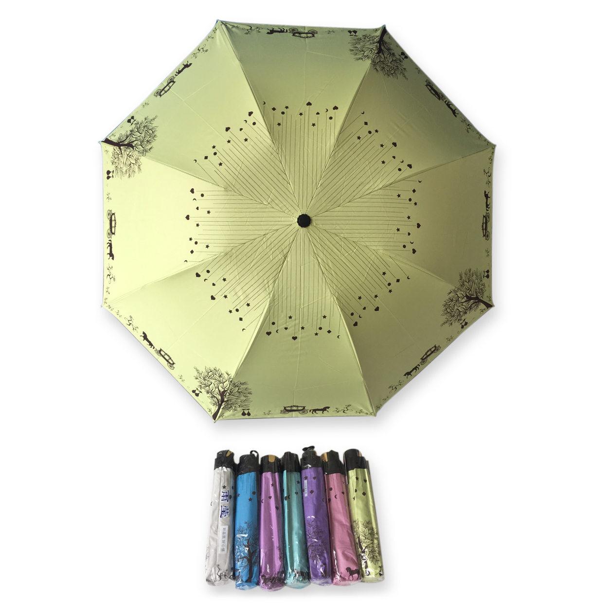 ร่มโค้งแฟชั่น24นิ้วยูวีสีดำ รหัส 1636