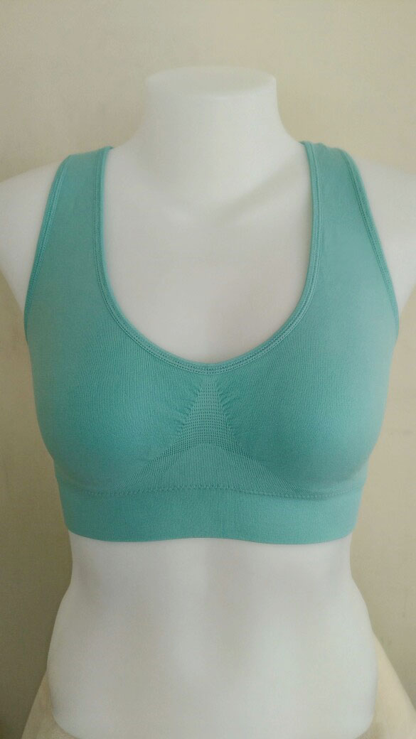 บราสวมสบาย Sport bra สปอร์ตบรา หลังกล้าม T สีฟ้า S/M/L