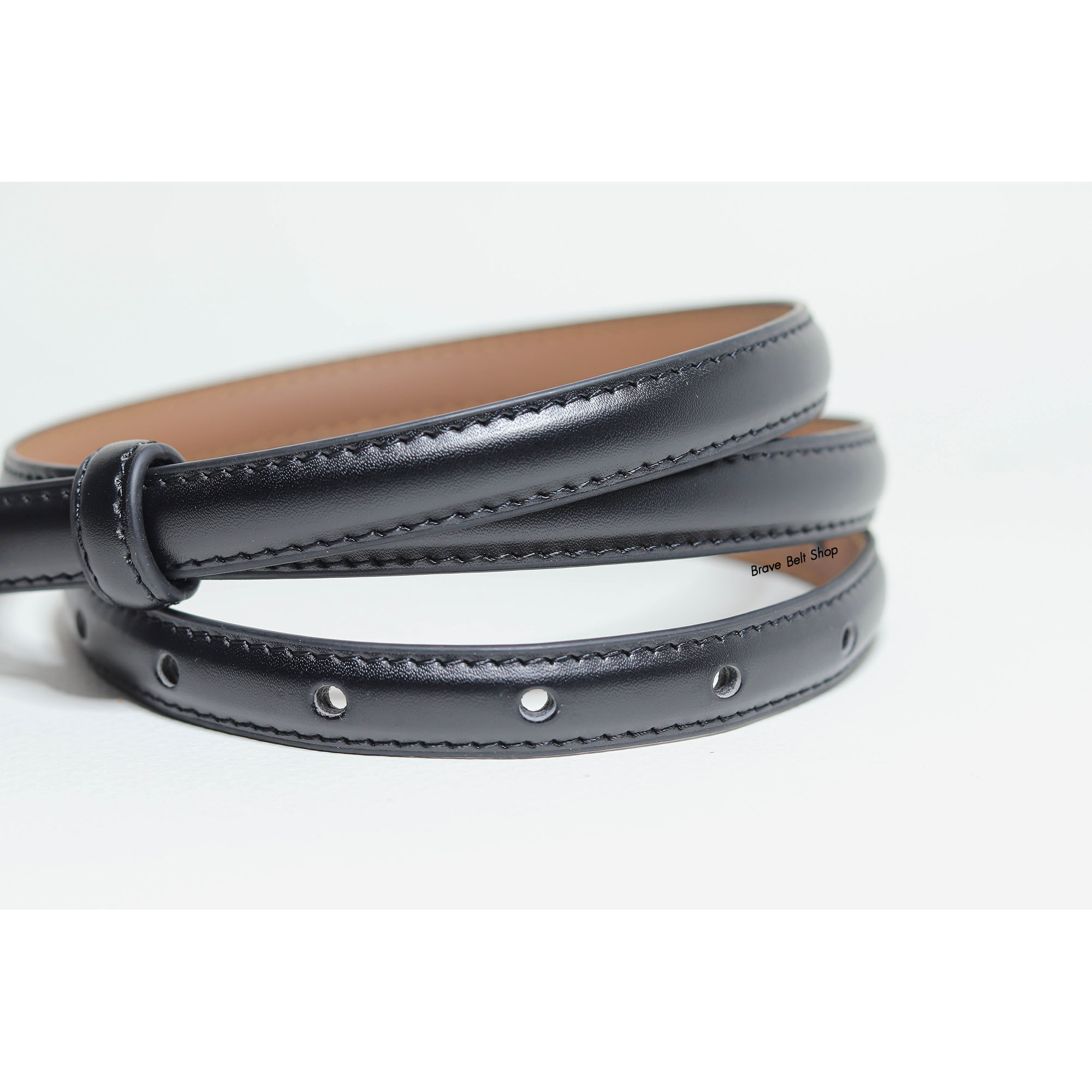 เข็มขัดผู้หญิงเส้นเล็กสีดำแบบหนังแท้สวยๆ