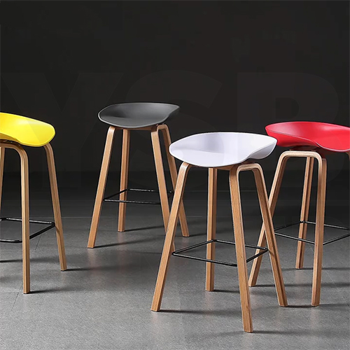 เก้าอี้ เก้าอี้บาร์ เก้าอี้ทรงสูง เก้าอี้เคาน์เตอร์บาร์ เก้าอี้ขาเหล็กหุ้มลายไม้ เฟอร์นิเจอร์แต่งบ้าน รุ่นF1C023 - F1C029