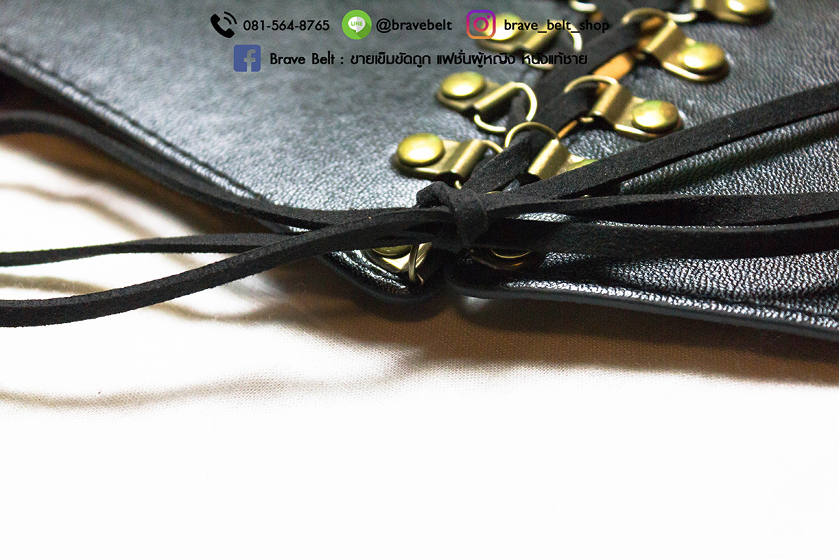 เข็มขัดเอวสูง ทรงสูงสวยงาม เป็นหนังด้านสวย ผูกเชือก