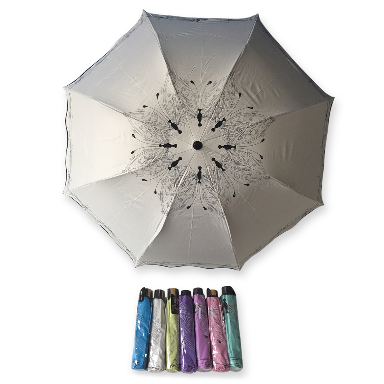 ร่ม4ตอน8ก้าน24นิ้วยูวีสีดำ รหัส 1637