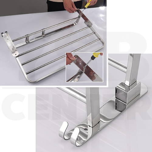 ราวแขวนผ้า 2 ชั้นพับได้ ไม่เป็นสนิม สแตนเลสแท้ 304 ติดผนัง รุ่น C1L042 - C1L043