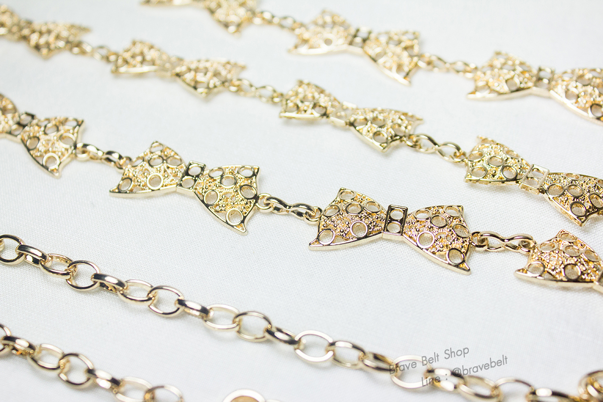 เข็มขัดผ้าไหม ผ้าซิ่นสวยๆ รูปโบว์สายโซ่