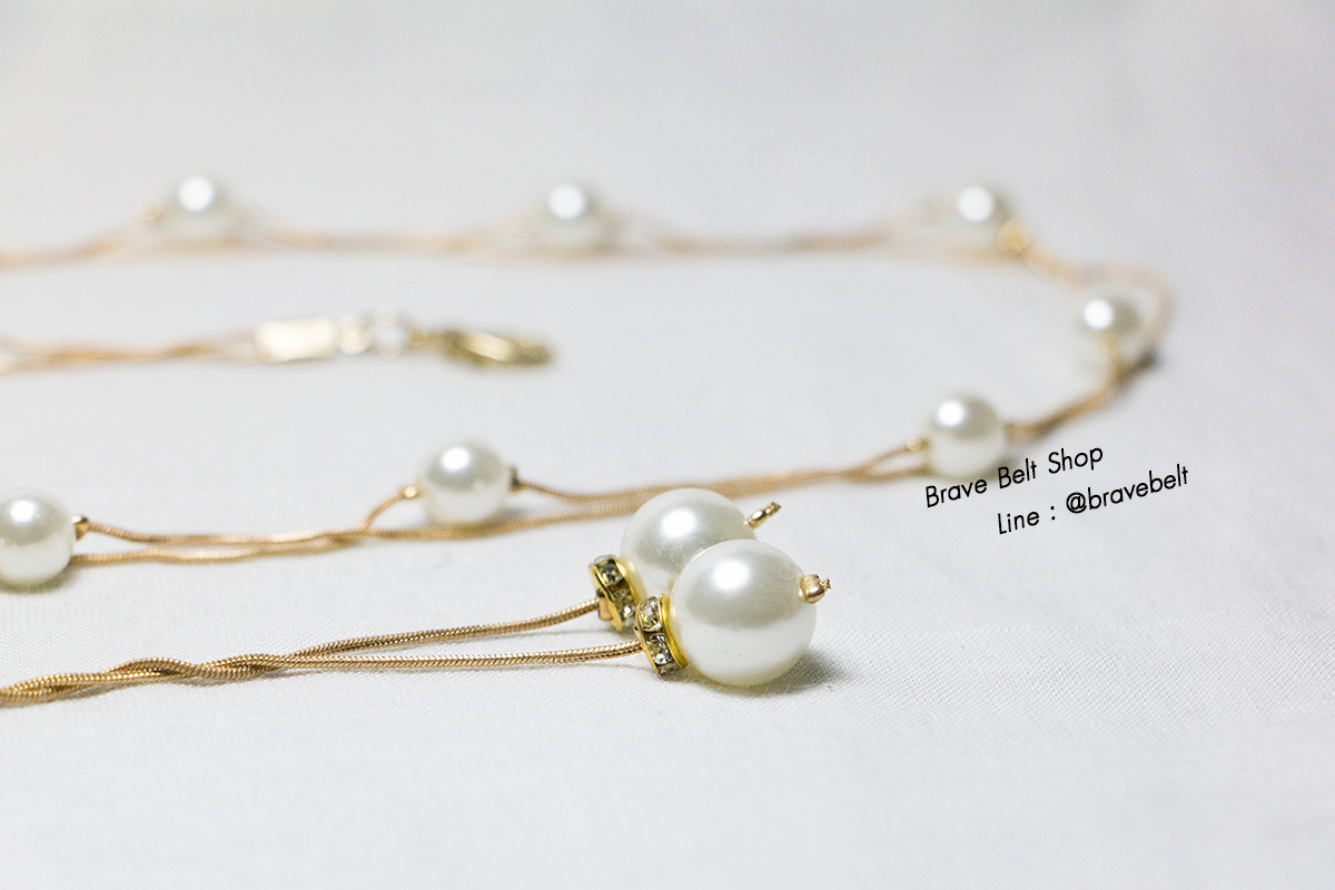 เข็มขัดงานแต่ง เชือกคู่ สายทองสวยไข่มุกเม็ดเล็ก
