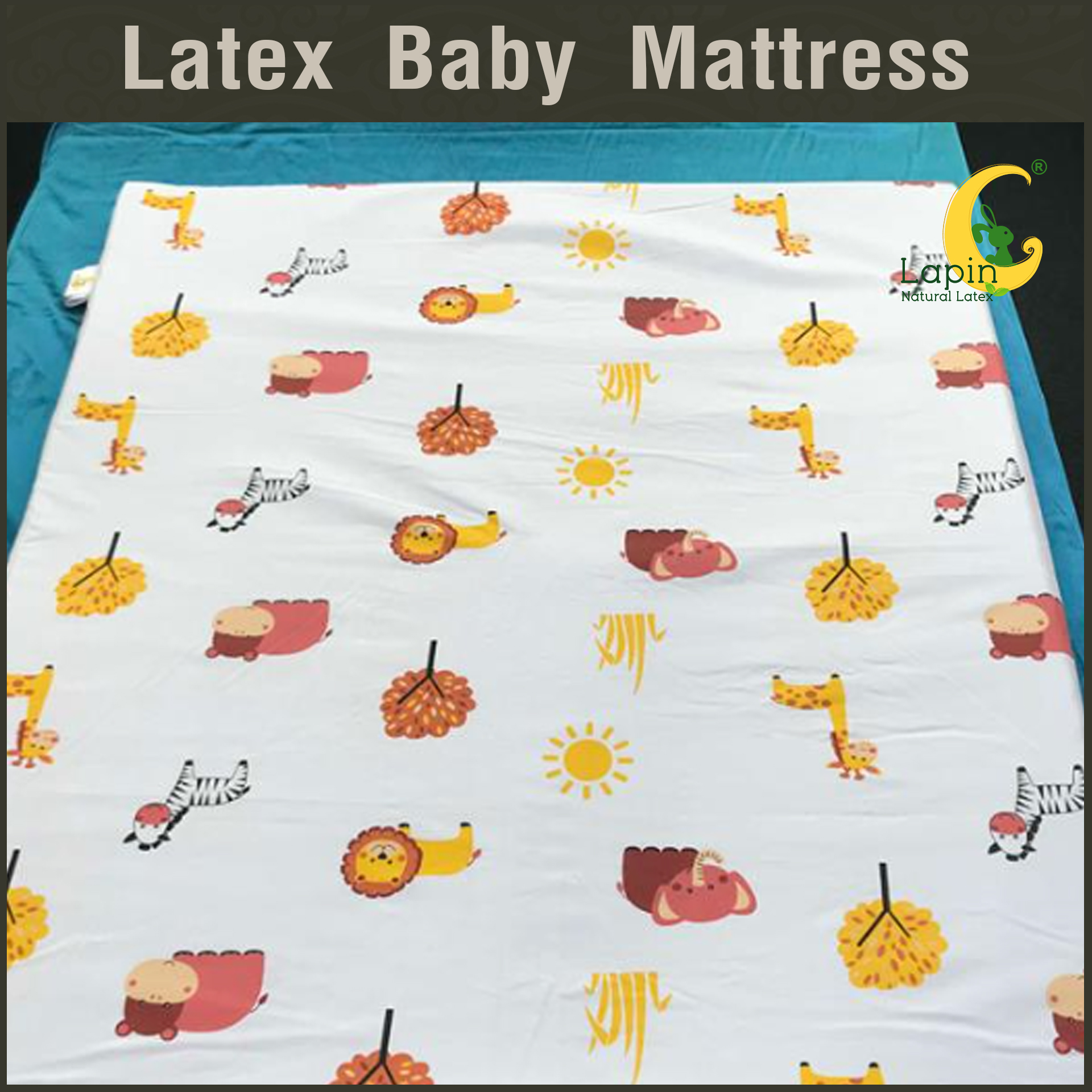 ที่นอนเด็กอ่อนยางพาราแท้ *ผ่านมาตรฐาน (ลายช้างต้นไม้)