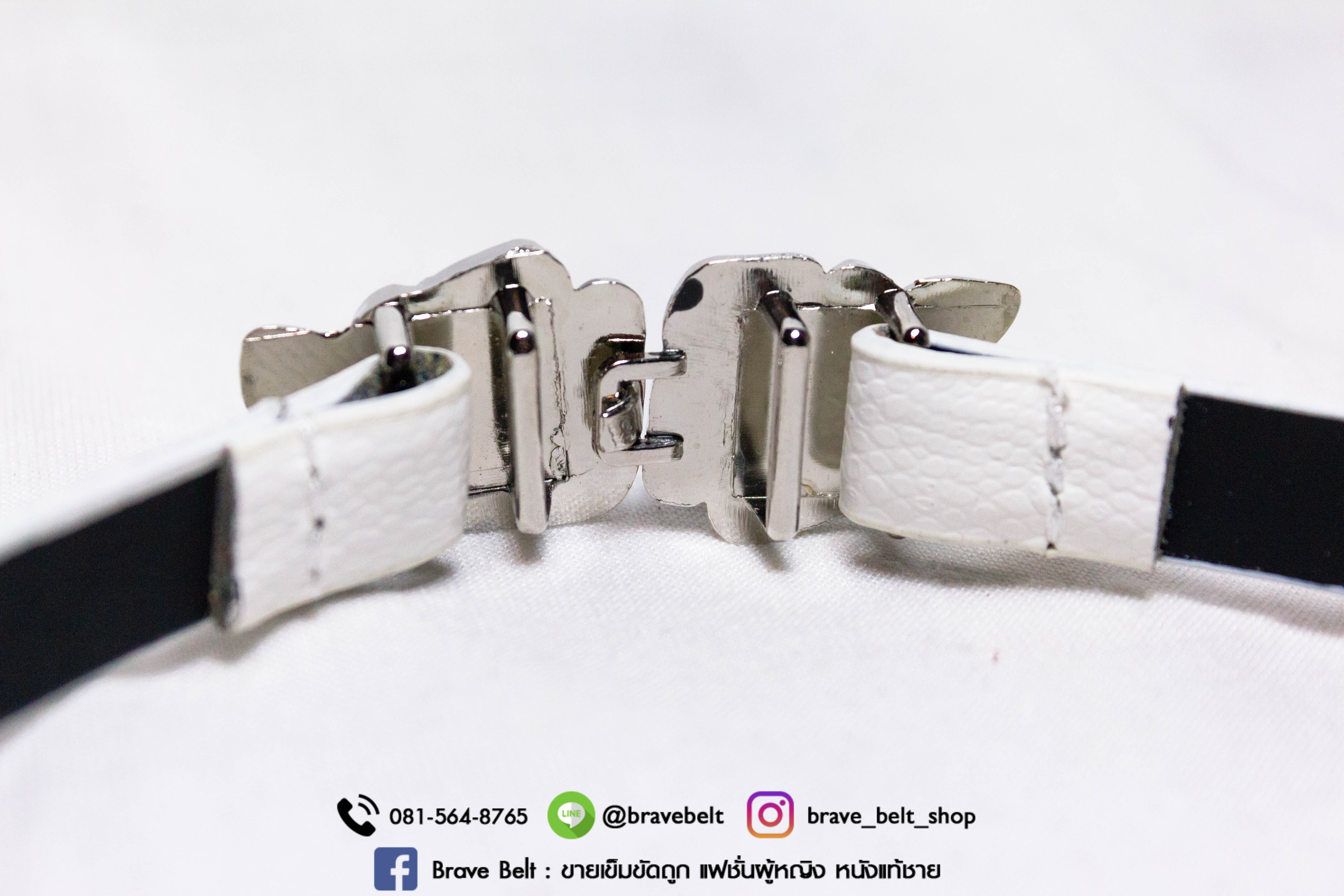 เข็มขัดปรับความยาวได้ หัวรูปกุหลาบสีเงิน