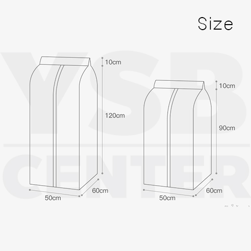 ถุงคลุมเสื้อ ถุงคลุมสูท ถุงใส่เสื้อผ้ากันฝุ่น ขนาด 60 x120 cm. รุ่น B970-T60X50X120