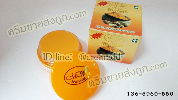 ครีมสมุนไพรขมิ้นชัน มายเวย์ ไนท์ครีม กล่องสีส้ม ตลับสีส้ม Turmaric Cream BY MY WAY