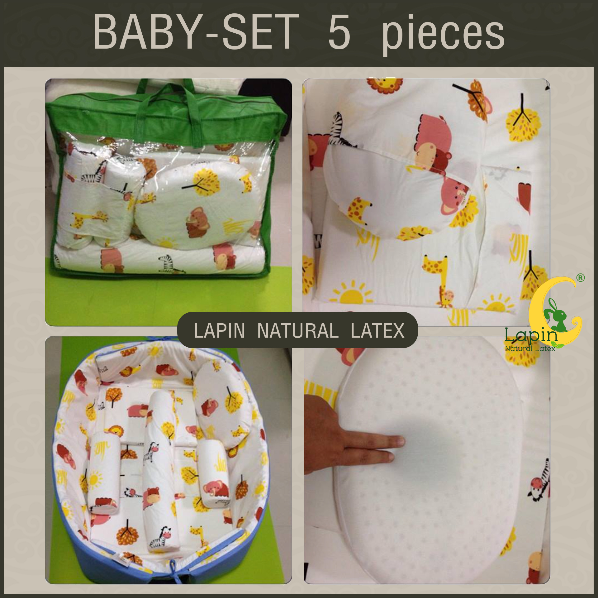 ที่นอนเด็กอ่อนยางพาราแท้ set 5 ชิ้น (ขอบตั้งได้ ที่นอนซิปเปิดได้)(SE2)ผ่านมาตรฐาน