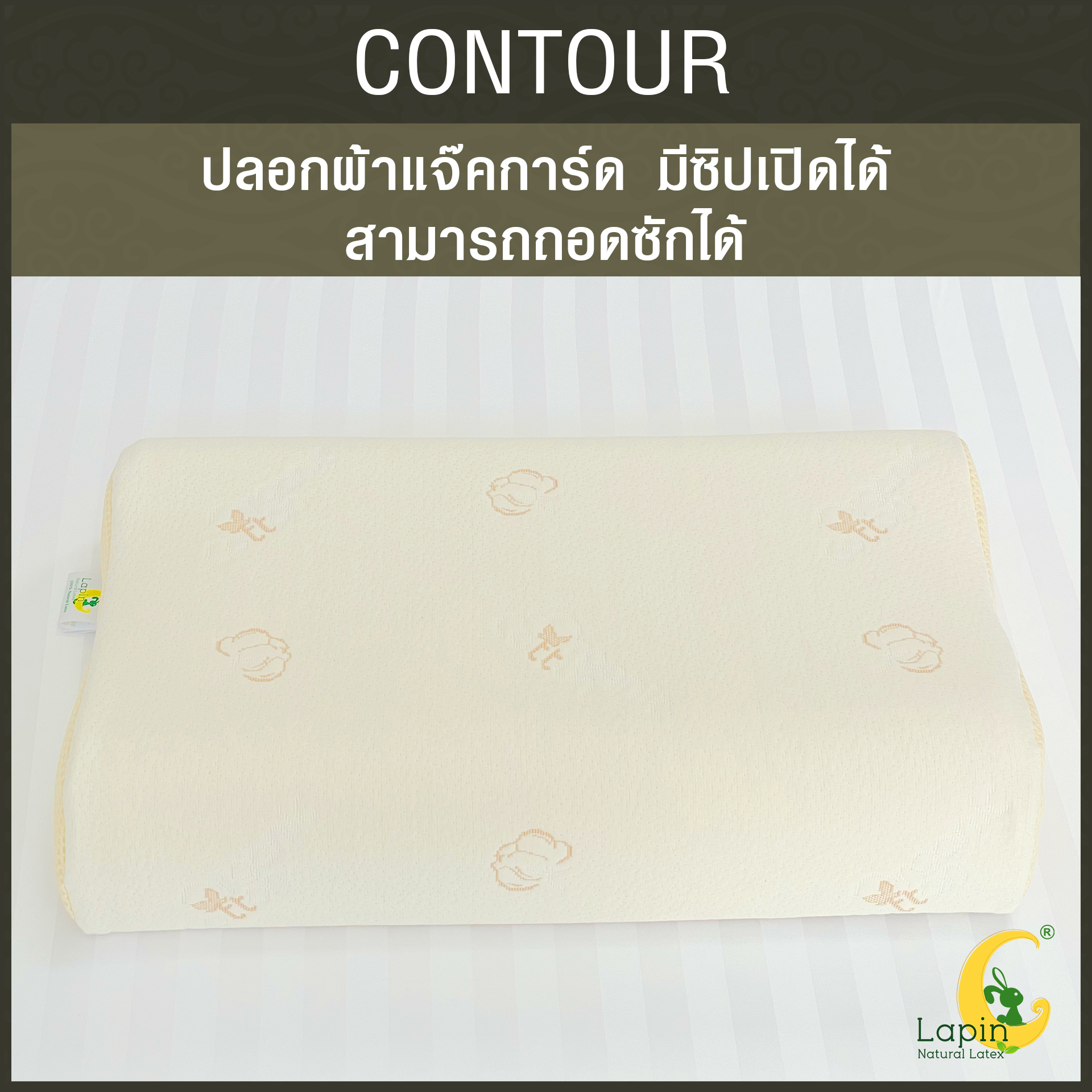 หมอนยางพาราแท้ 100% (LAPIN) รุ่น คอนทัวร์ (C)