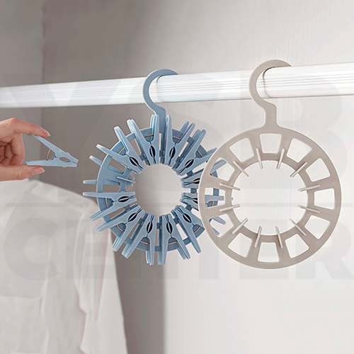 คลิปหนีบผ้า ตัวหนีบผ้า คลิปหนีบพลาสติก พร้อมที่แขวนเก็บ (แพ็ค 24ตัว)
