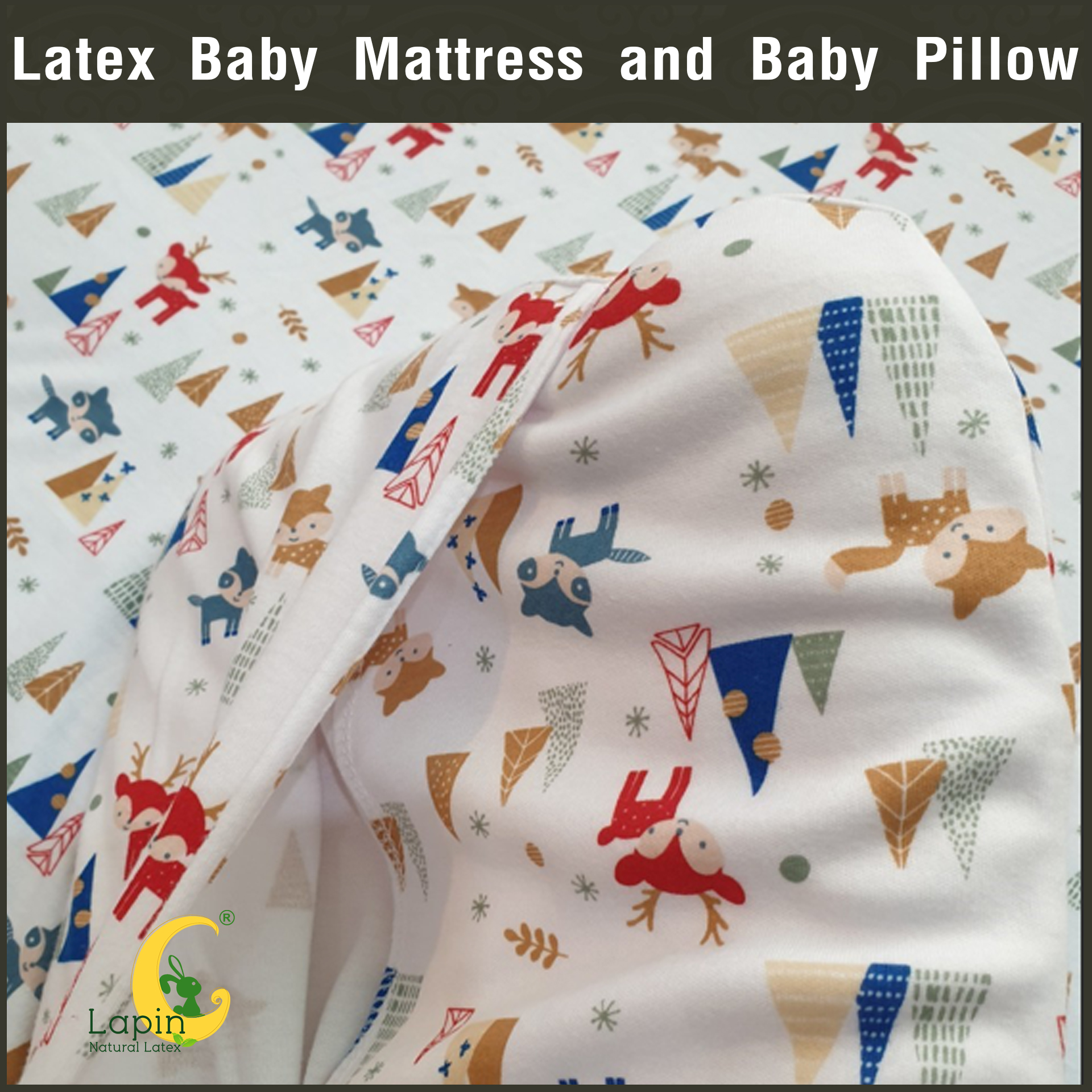 ที่นอนเด็กอ่อน+หมอนยางพาราแท้ *ผ่านมาตรฐาน (ลายกวางเรนเดียร์)