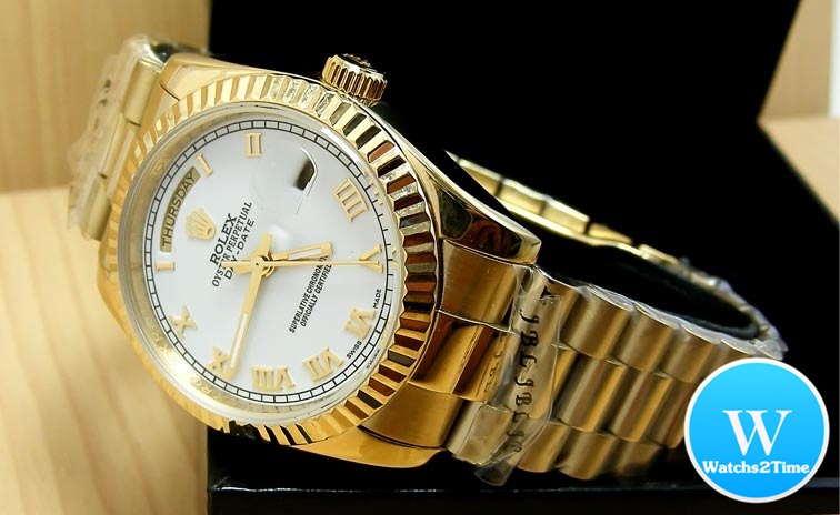 นาฬิกา Rolex Day-Date II Yellow Gold President White Dial เลขโรมัน Men Size