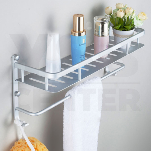 CASSA ชั้นวางของอลูมิเนียม อเนกประสงค์ในห้องน้ำ 60cm. ติดผนัง พร้อมราวแขวนอเนกประสงค์ รุ่นC1L057-ALM-8028-160