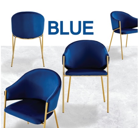 เก้าอี้กำมะหยี่ โมเดิร์น รับแขก ขาเหล็กชุบสี แข็งแรง มีที่พักแขน YL180 - YL182