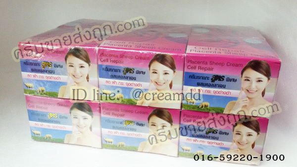 ครีมรกแกะสูตรพิเศษ ผสมคอลลาเจน ไวท์โรส (กล่องชมพู) โฉมใหม่ ครีมไวท์โรสของแท้ราคาส่งถูก Placenta Sheep & collagen Cream Cell Repair