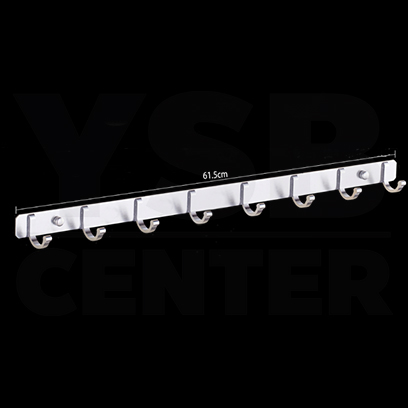 ราวตะขอแขวน อลูมีเนียม 8 ตะขอ พร้อมแผ่นน็อต แบบไม่ต้องเจาะผนัง 2in1 รุ่นC1M083-ALM-8086-08-208