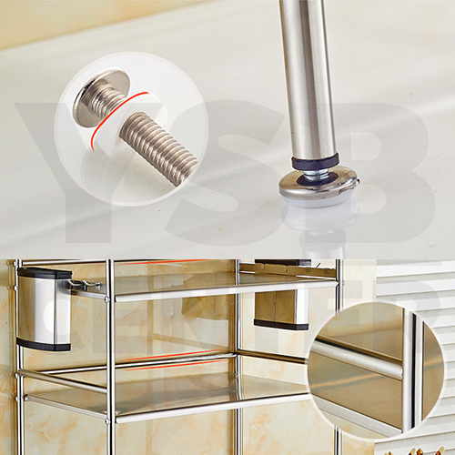 ชั้นวางเครื่องเทศ + ไมโครเวฟสแตนเลส 304 ชั้นวางของในห้องครัวสแตนเลส ขนาด 58x52.5 cm. รุ่น CB0037-SUS304-L158