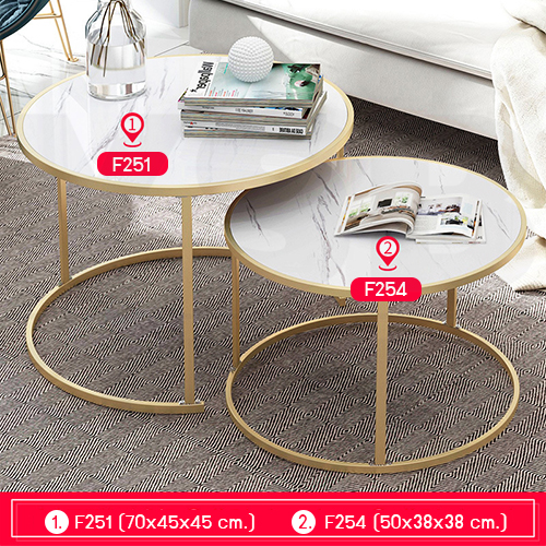 โต๊ะ โต๊ะกลม โต๊ะข้าง โต๊ะอเนกประสงค์ ลายหินอ่อน และลายไม้ ขนาด 50 X 50 x 38 CM.