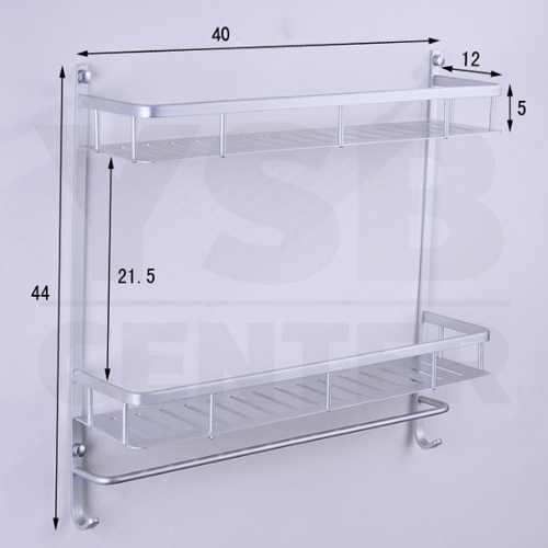 CASSA ชั้นวางของอลูมิเนียม อเนกประสงค์ในห้องน้ำ2ชั้น ติดผนัง 40cm. พร้อมราวแขวนอเนกประสงค์ รุ่น C1L058-ALM-8029-240