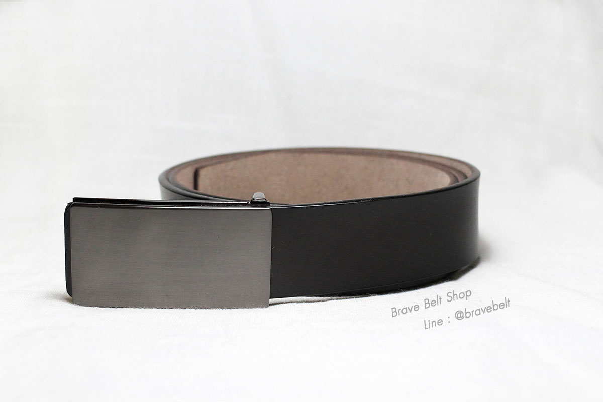 เข็มขัดหนังแท้ผู้ชายทรงเรียบ หัวทรงเหลี่ยม