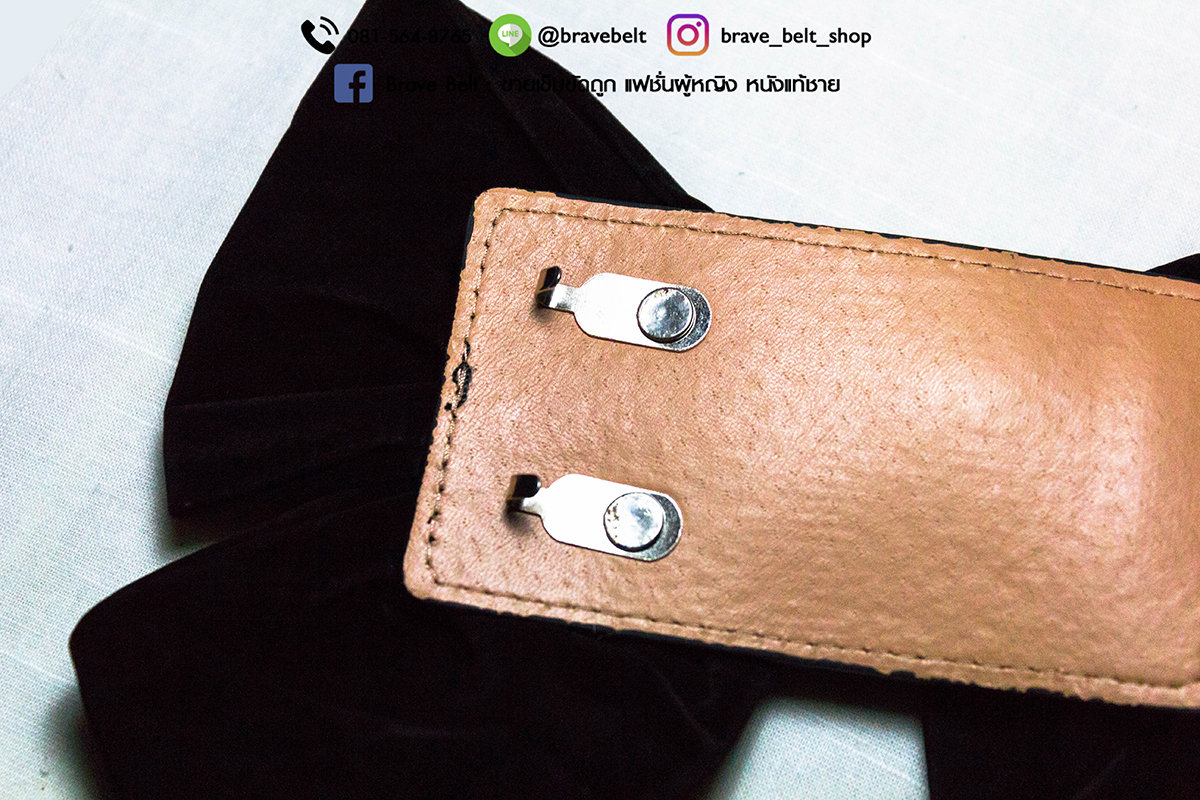เข็มขัดเอวสูง รูปโบว์ใหญ่ หนังกำมะหยี่สวยงามน่าใช้