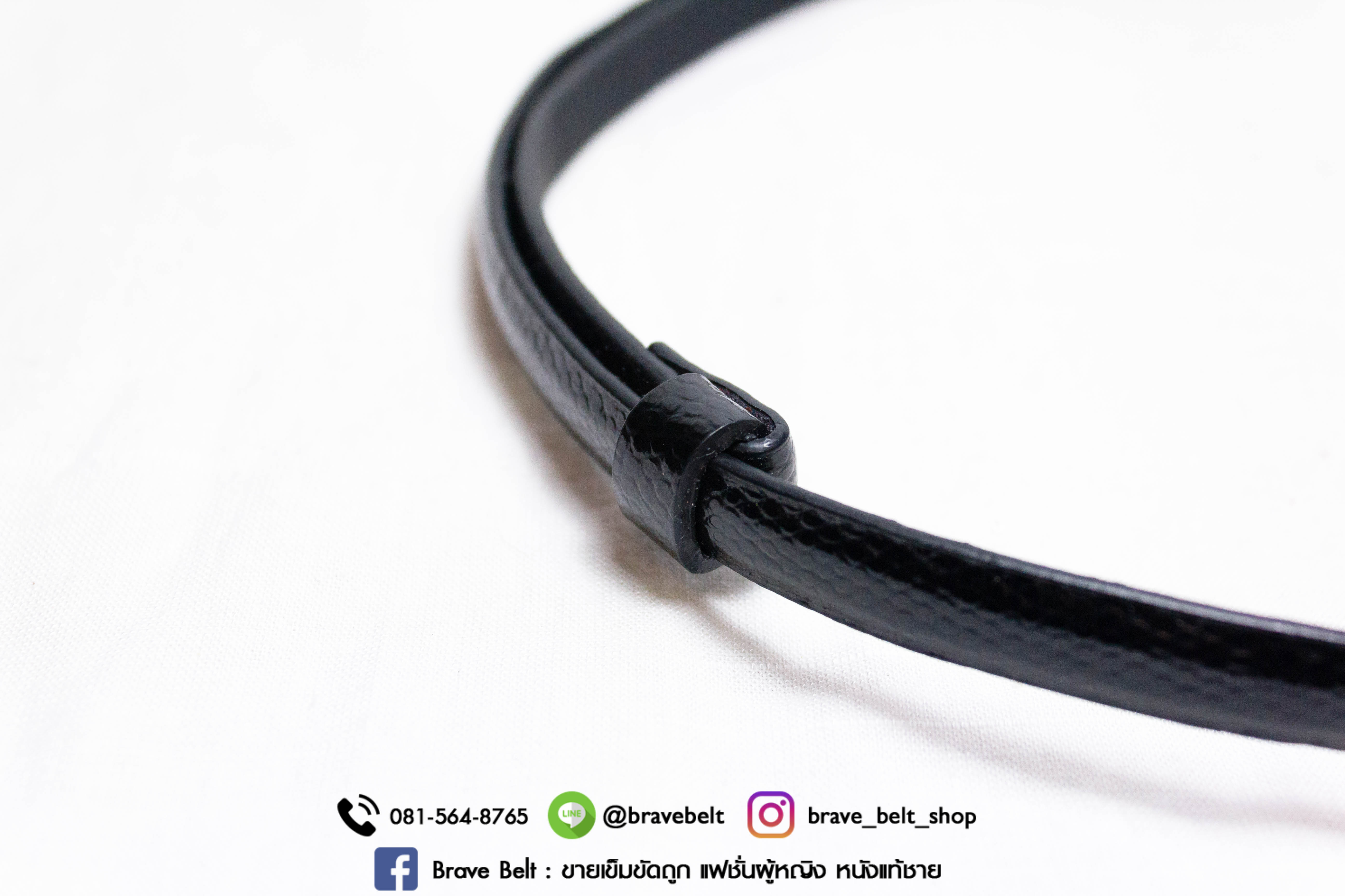 เข็มขัดปรับความยาวได้ สายสีดำแบบหยาบ หัวทอง