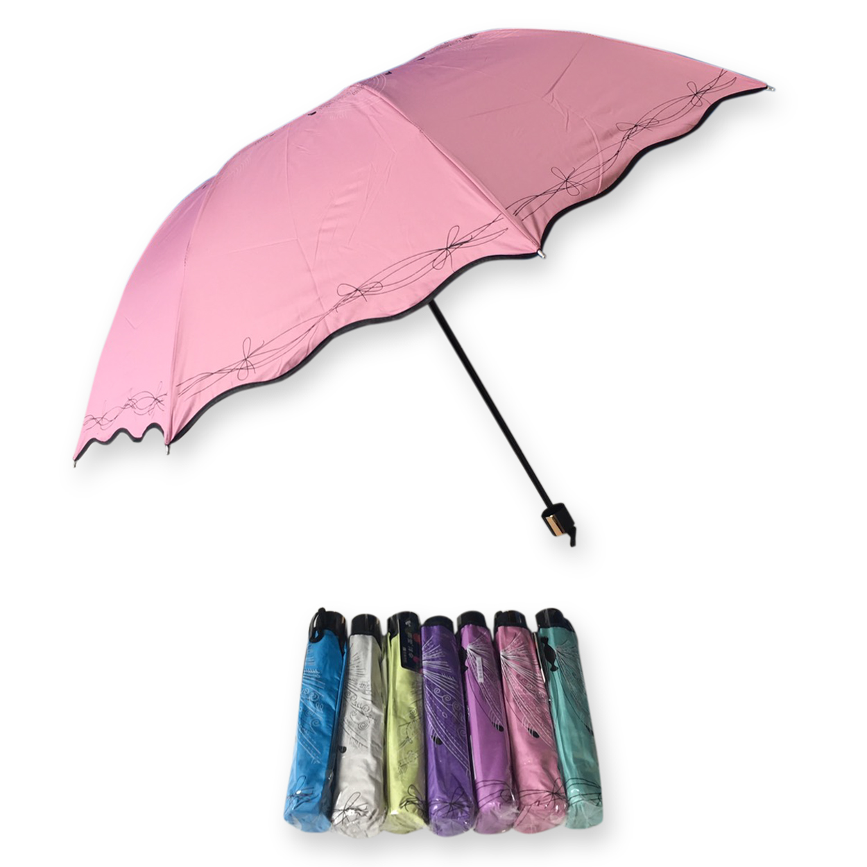 ร่ม4ตอน8ก้าน24นิ้วยูวีสีดำ รหัส 1637