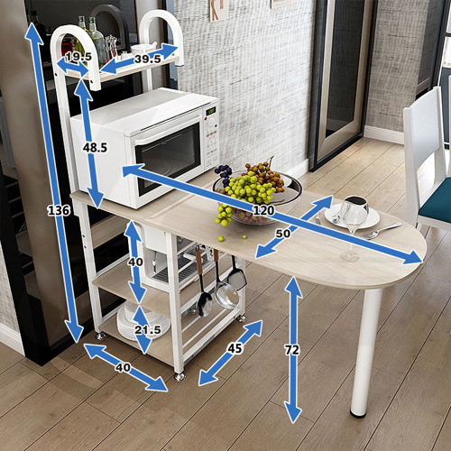 CASSA โต๊ะบาร์ โต๊ะกินข้าว พร้อมชั้นวางของ ประหยัดพื้นที่ ในห้องครัว รุ่น FB0024-W1-YW
