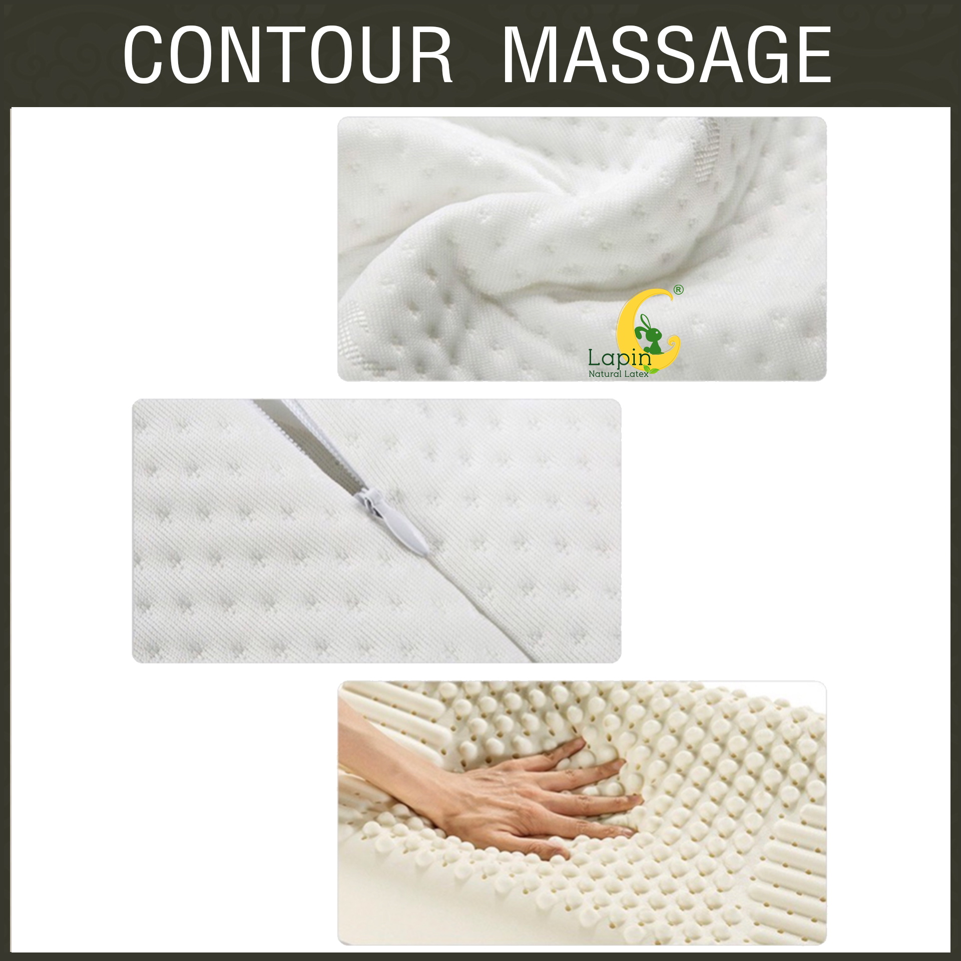 ชุดของขวัญ หมอนยางพาราแท้ 100% (LAPIN) รุ่น คอนทัวร์มาสสาจ (CM) 2 ใบ สุดคุ้ม