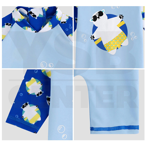 CASSA ชุดว่ายน้ำเด็ก ชุดว่ายน้ำเด็กผู้ชาย ชุดว่ายน้ำ (ลายหมีขาว สีฟ้า) Size. 90-120 cm.