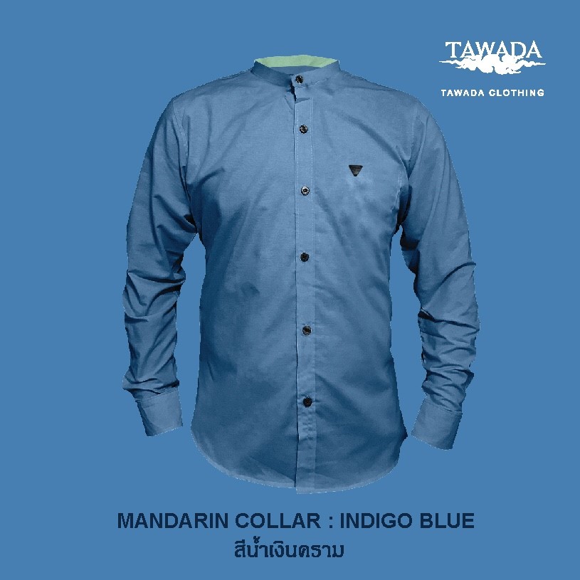 mandarin collar_INDIGO BLUE_สีน้ำเงินคราม