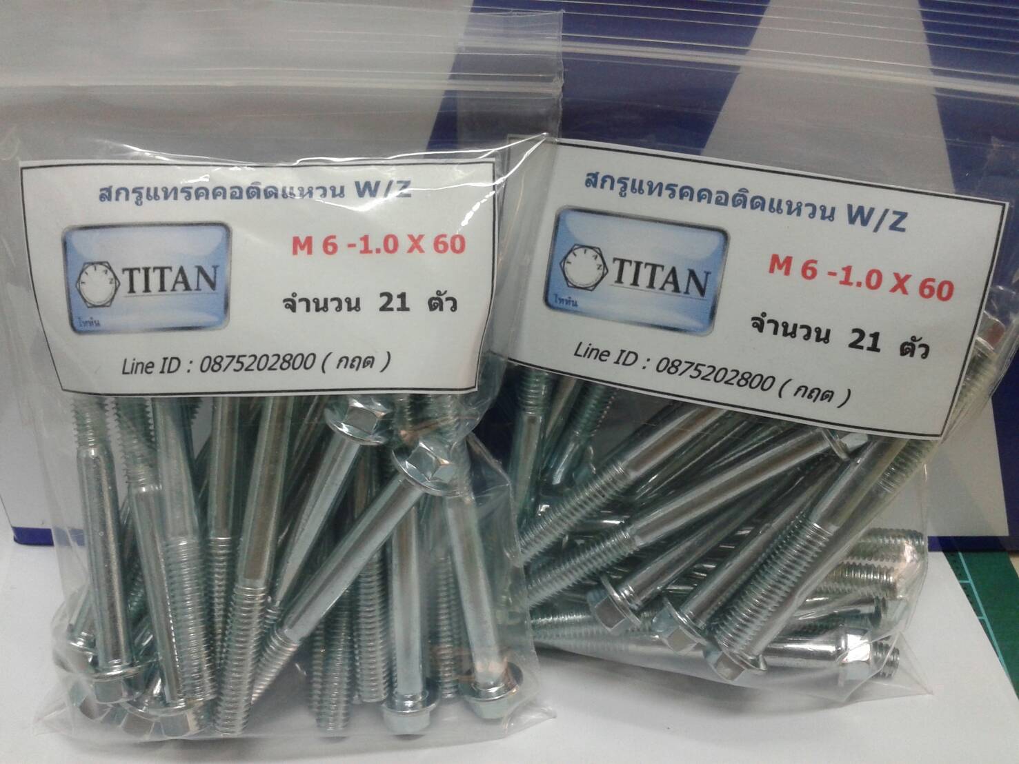 สกรูแทรค คอติดแหวน M 6-1.0 - ชุปขาว ( HEX HEAD FLANGE BOLT )