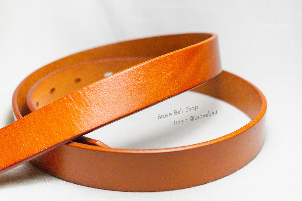 เข็มขัดน้ำตาล หนังแท้หัวเข็มขัดสีทอง