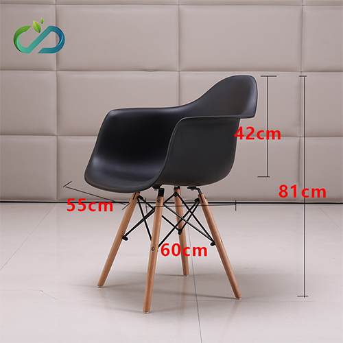 เก้าอี้ ที่นั่งพลาสติกมีที่พักแขนสไตล์โมเดิร์น ขาไม้บีช ขนาด 55x60x81 cm. รุ่น F87 - F91