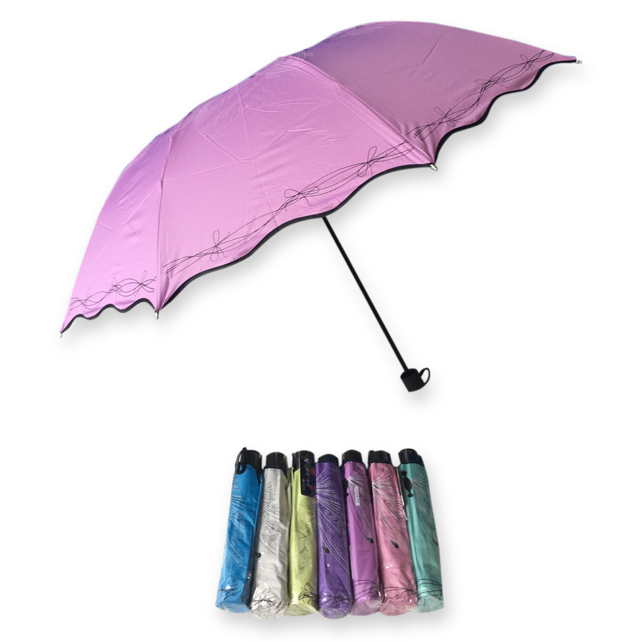 ร่ม4ตอน8ก้าน24นิ้วยูวีสีดำ รหัส 1637