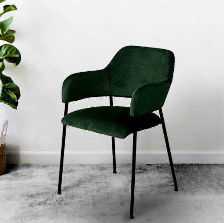 เก้าอี้กำมะหยี่ เก้าอี้โมเดิร์น เก้าอี้ทำงาน เก้าอี้สไตล์นอร์ดิก ขาเหล็กแข็งแรง มีที่พักแขน